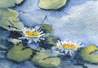 "Lake Lillies" by Charlotte Olson, Merrimac WI - Watercolor - SOLD